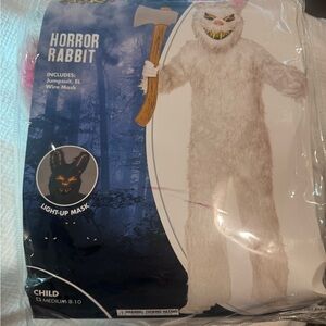 Horror Rabbit Kids Costume with Light-Up Mask - White